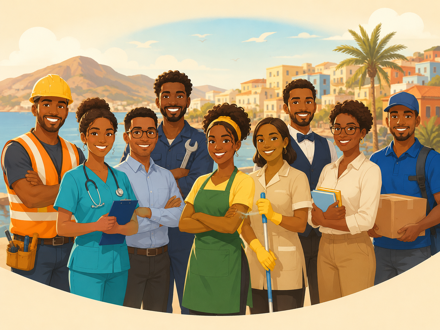 Grupo de profissionais em Cabo Verde